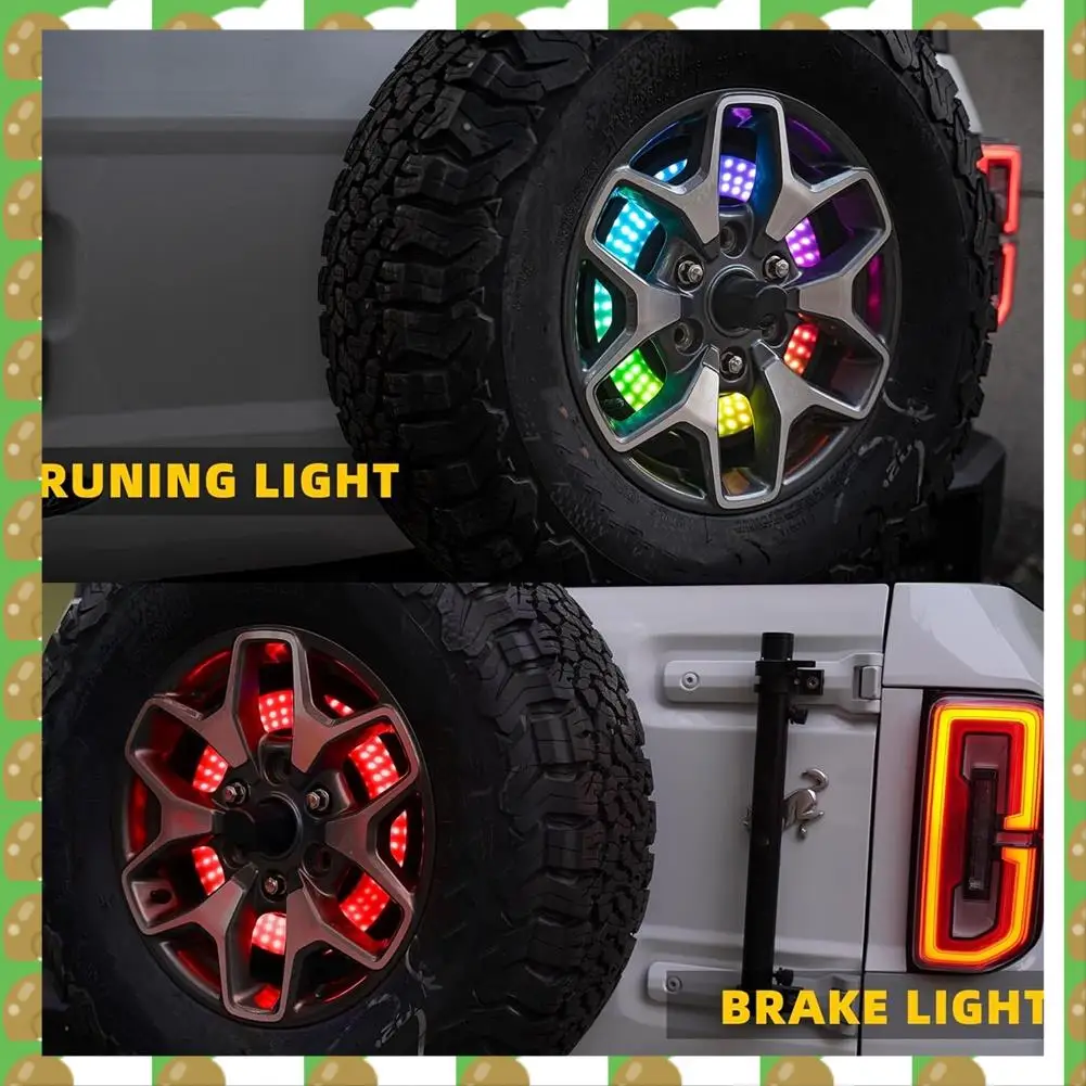 T36C RGB Spare Tire Brake Light For Ford Bronco 2021-2024 Upgrade 3Rd Third Brake Tail Light High Mount Brake Light