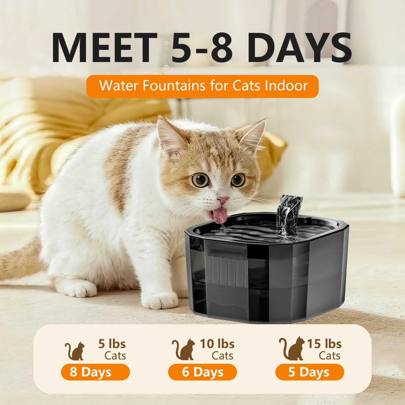 猫用ウォーターファウンテン ペット用給水器 1.5L 自動循環フィルター付き USB電動 静音 多機能 猫用ウォーターディスペンサー