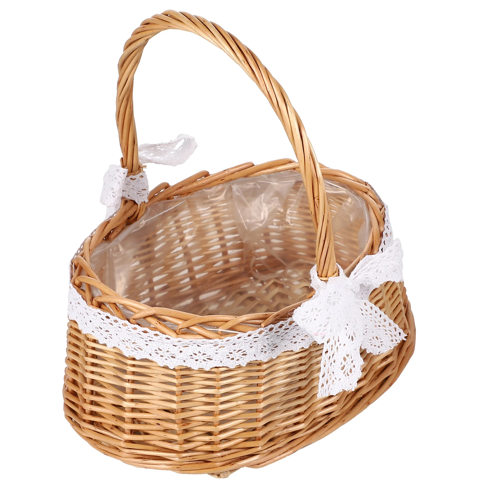 

Portable Woven Basket Home Storage Baskets Lace Design Desktop Flower Basket Eco Friendly Large Capacity ganization