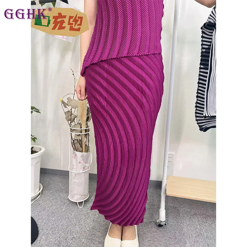 

GGHK Women Skirt Solid Color Retro High Waist Irregular Design Loose Large Size Elegant Half Skirt 2025 Spring and Summer New
