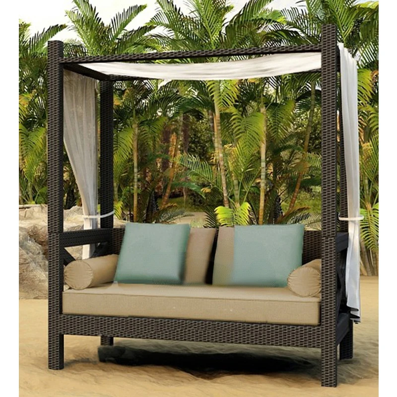 

Outdoor rattan bed, terrace, sun bed, courtyard, outdoor garden, leisure resort, balcony, lounge chair, sofa bed