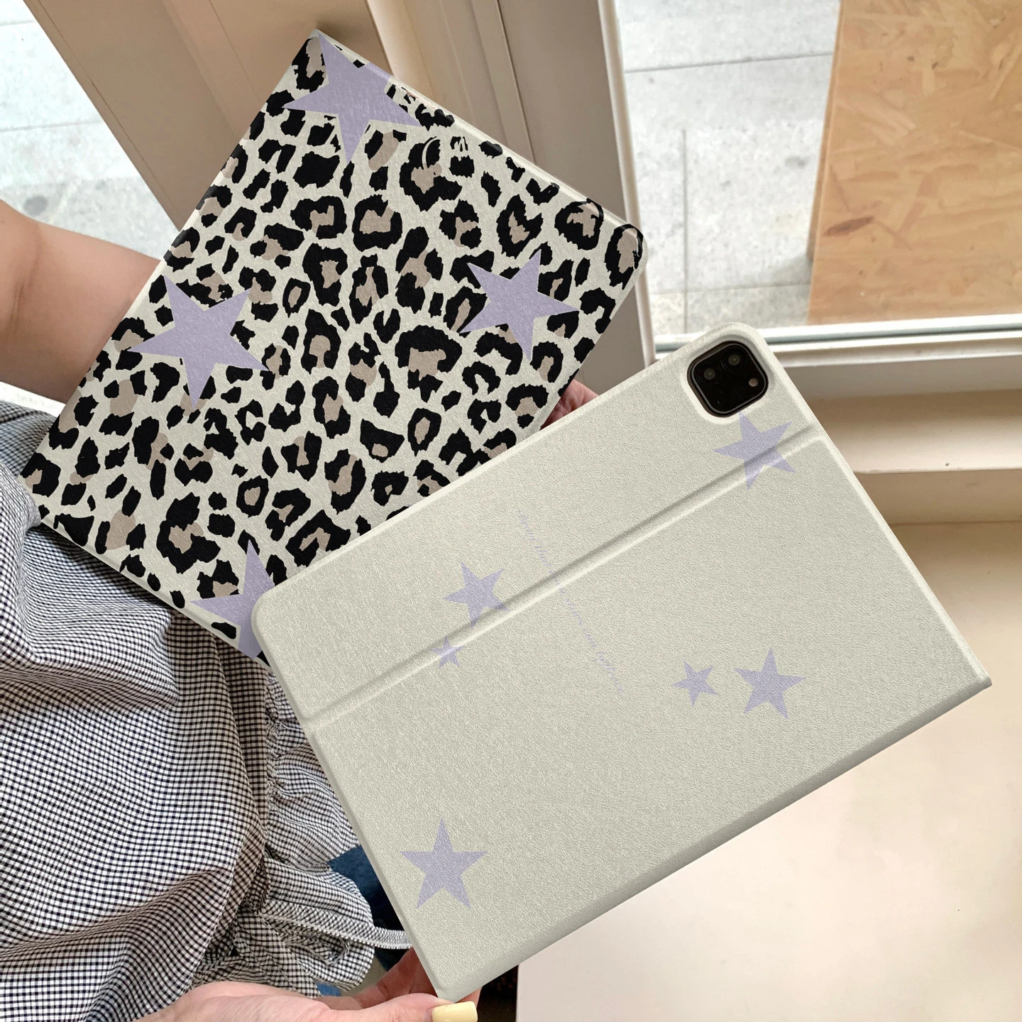French Ins Leopard Purple Star All Inclusive For iPad Pro 13 11th M5 M4 12.9 A16 10 8 7 9th 10th Air 11 M2 M3 Mini Tablet Cover
