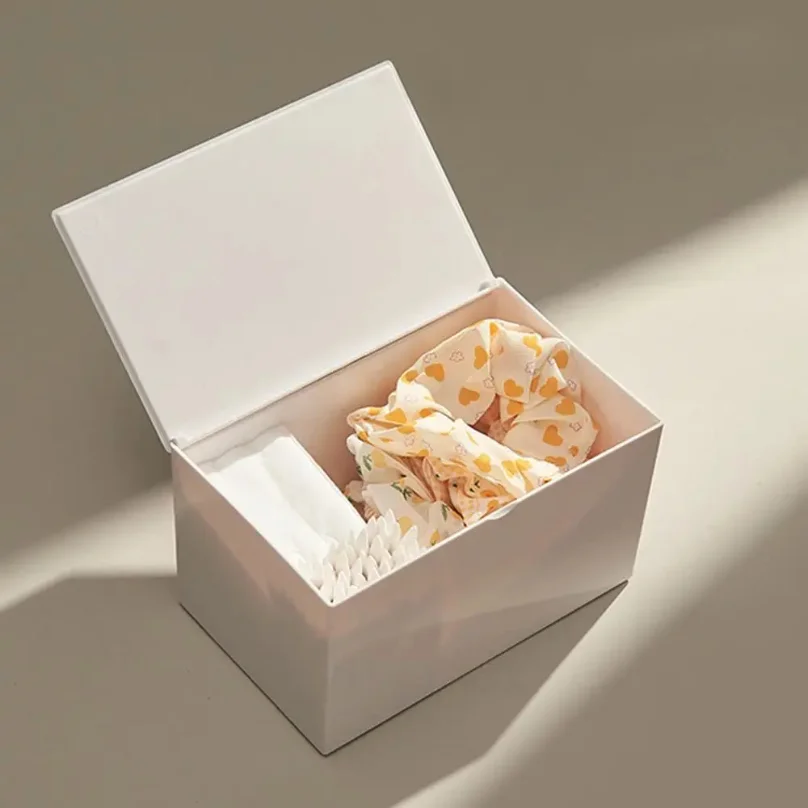 Plastic Flip Cotton Swab Box Transparent Square Toothpick Container Easy To Use with Lid Cotton Swab Storage Box Office