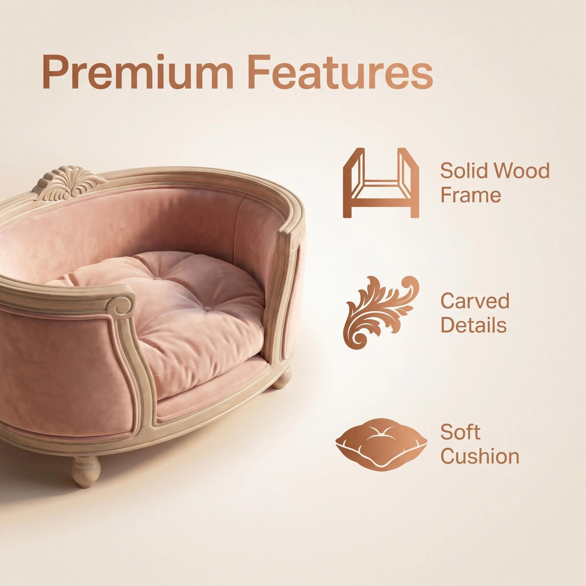 Elevated Curved Velvet Pet Sofa Bed With Washable Cushion Luxury Furniture - view 4