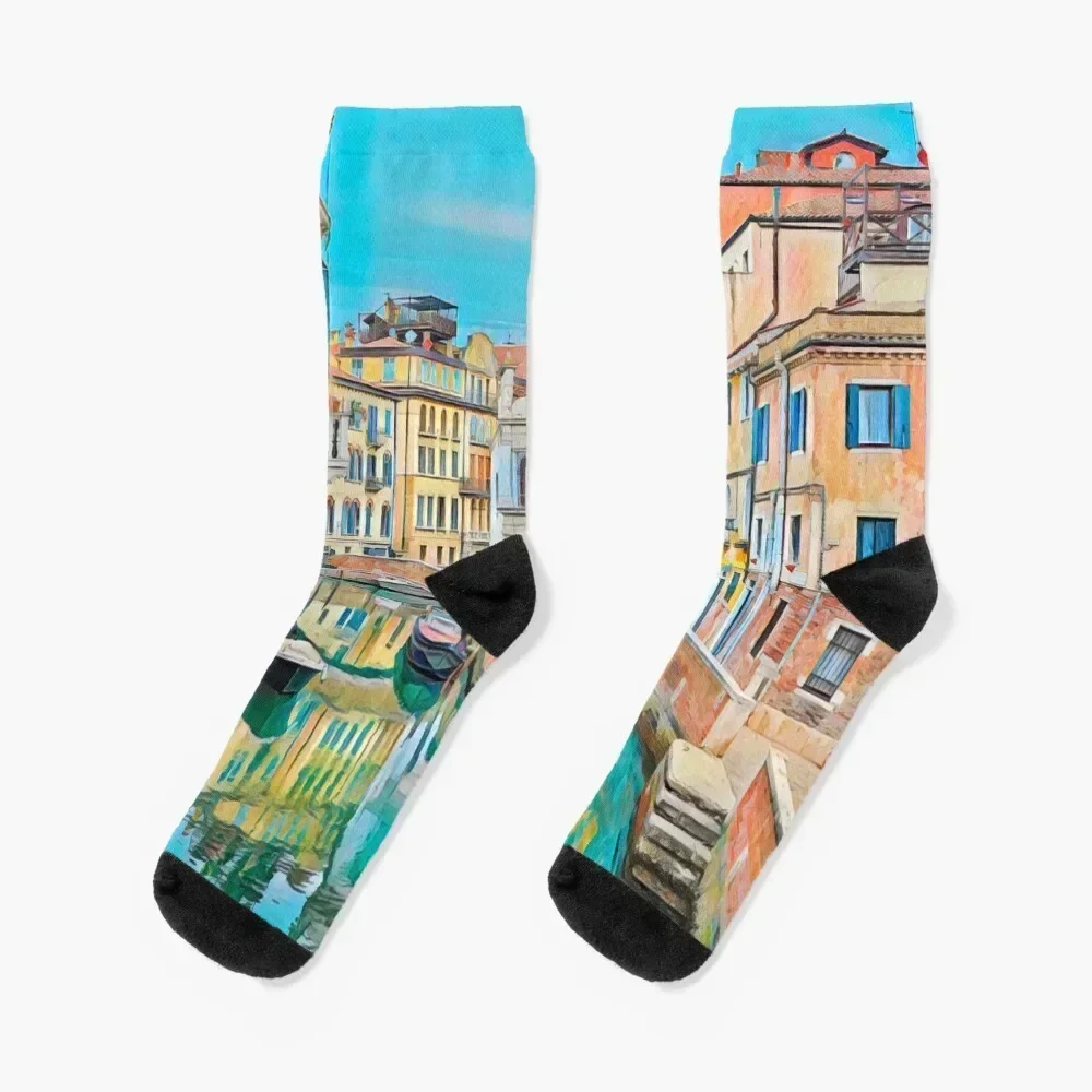 

Venice Vintage Travel Socks luxury Antiskid soccer Boy Child Socks Women's