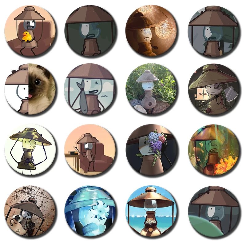 58mm 1PC Cartoon Airy Hfjone Round Badge Creative Brooch Clothing Backpack Accessories Lapel Pin