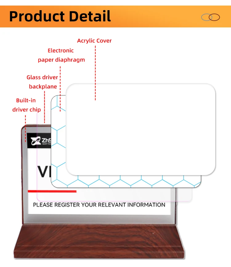 7.5 inch Double-Sided Electronic Conference E Ink Nameplate Table Digital Name Signs Electric Ink Screen