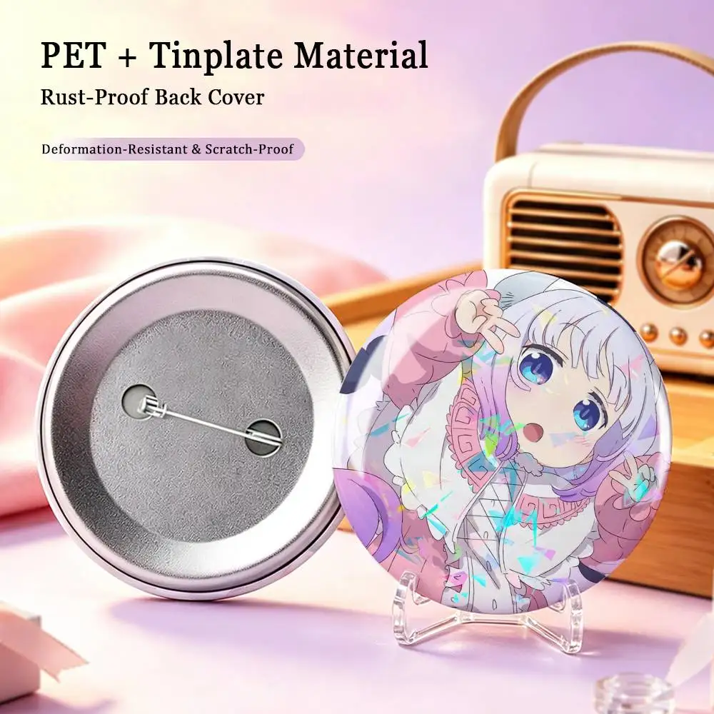 Anime D-Dragon Maid K-Kanna Custom Tinplate Round Button Badge Pins Brooches