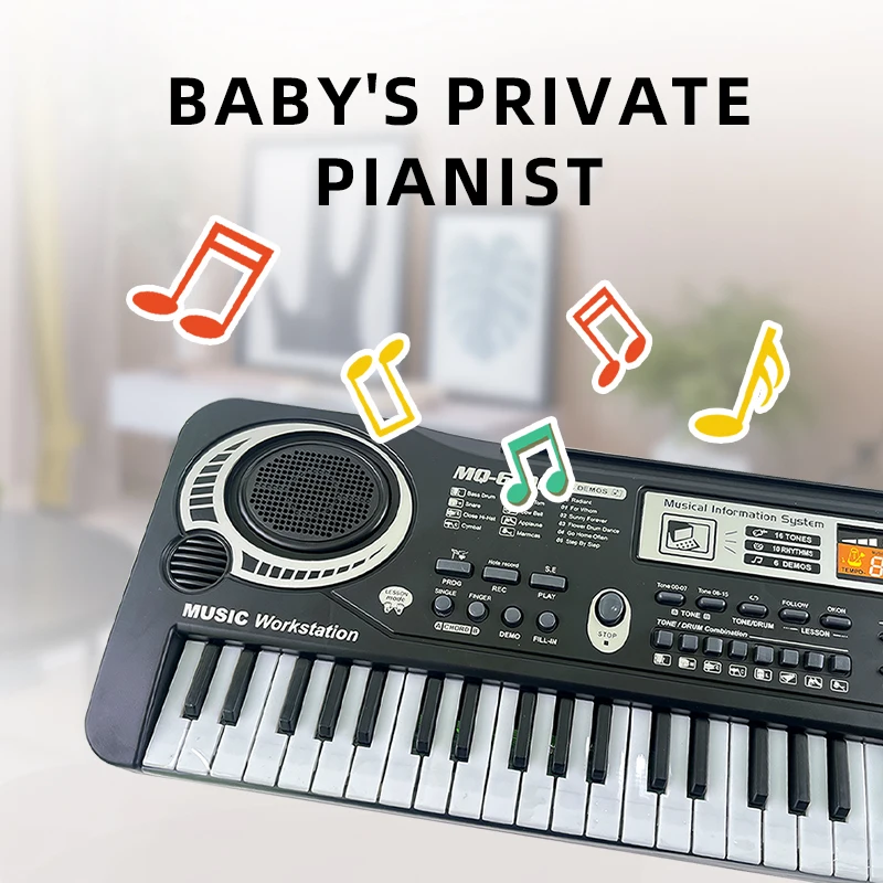 

61-Key Digital Piano Keyboard – Ideal Music Teaching Tool for Beginners and Enthusiasts, Includes Microphone for Interactive Lea