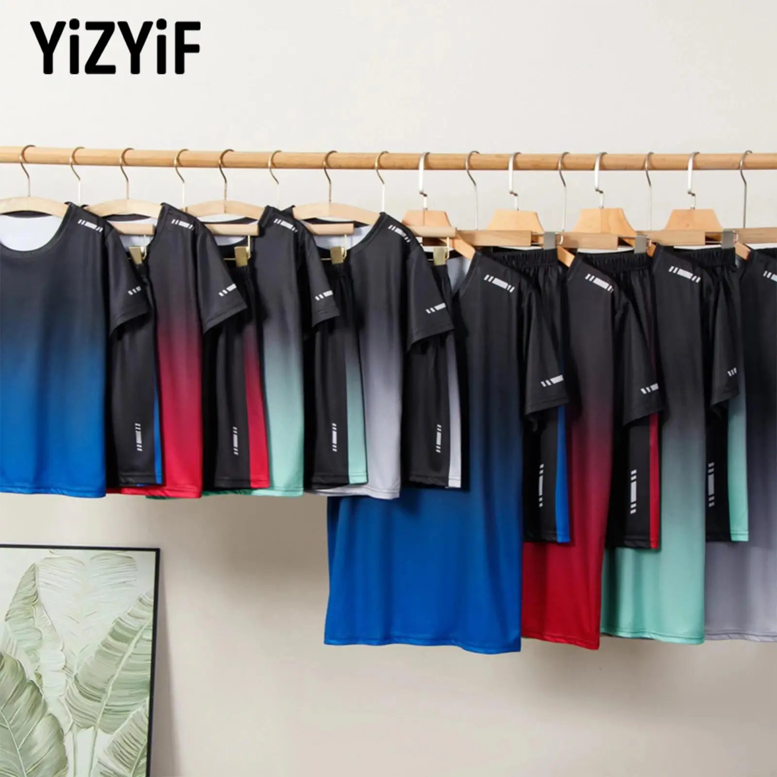 

2 Pcs Boys Quick-Drying Sports Set Sportswear Short Sleeve T-shirt+Shorts for Soccer Basketball Competition Outdoor Active Wear