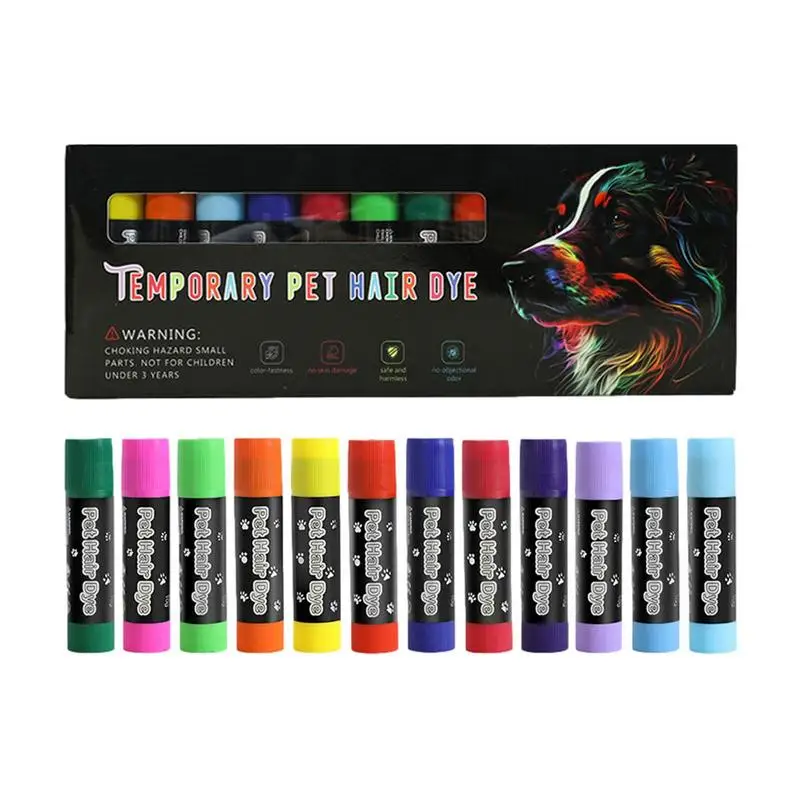 Pet Hair Dye 12 Colors Washable Pet Hair Dye Fur Paint Farm Animal Marking Markers For Cattle Horses Pets Temporary Colors Hair