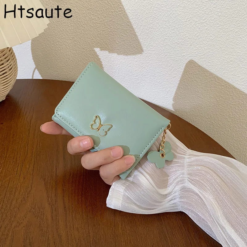 

Bow Printed Purses Fashion Short Section Bag Women's Wallet PU Leather Zipper Coin Purse Solid Color Card Holders Ladies Hasp