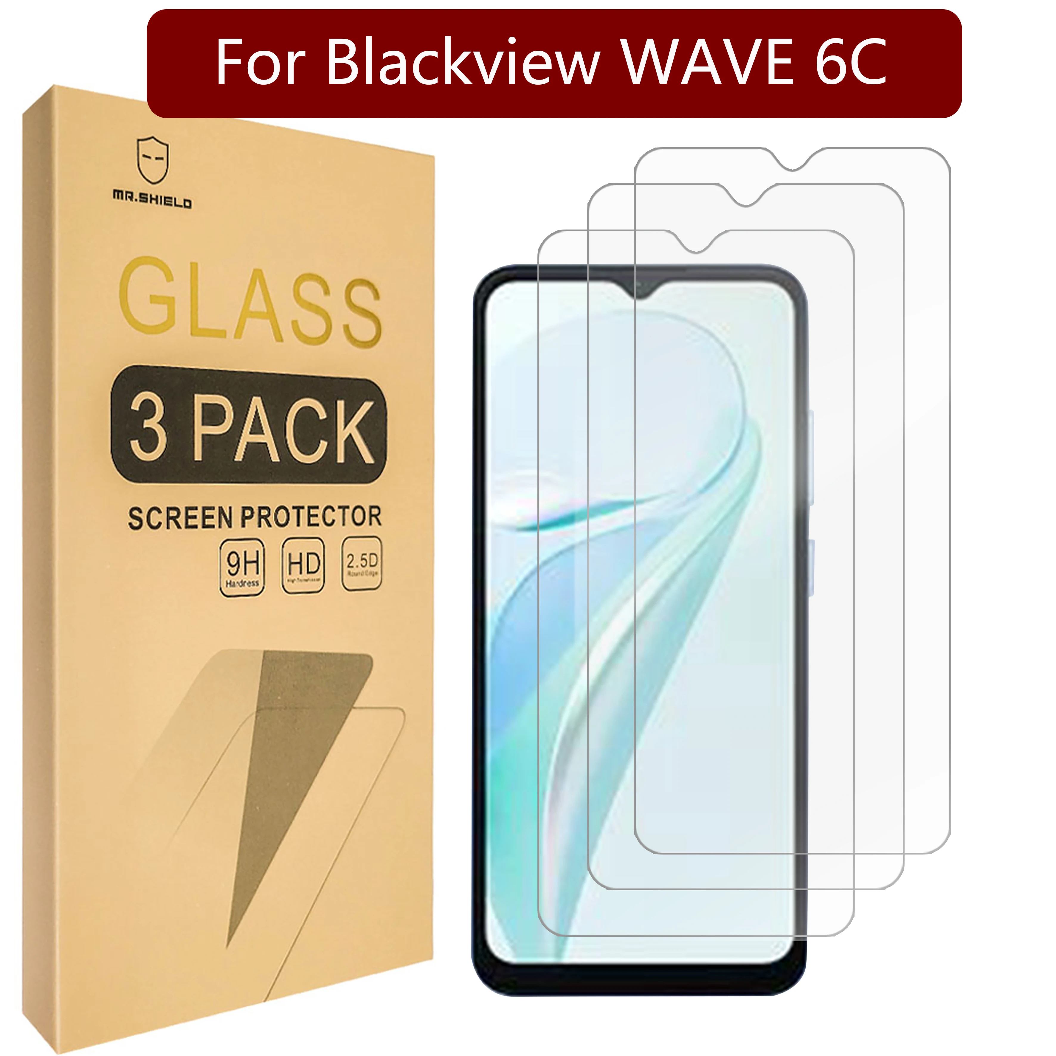 

Mr. Защитный экран совместим с Blackview WAVE 6C [закаленное стекло] [3 шт. в упаковке] [Японское стекло с твердостью 9H]