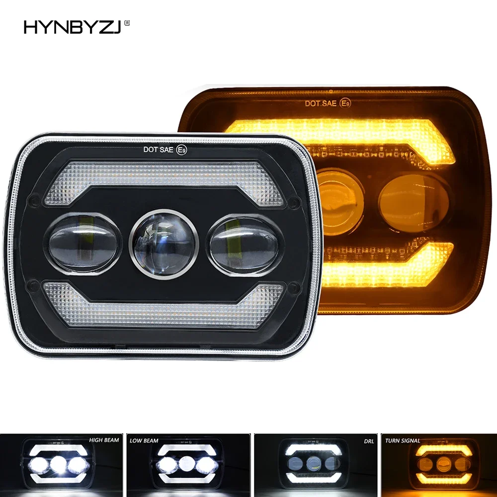 

HYNBYZJ 300W 7-inch Wrangler square headlight 50000LM 6000K / 3500K dual color refracted light headlights