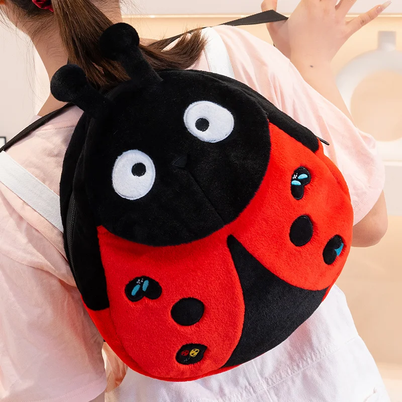 Sac à dos en peluche coccinelle de dessin animé 40CM, joli Animal, sac à dos coccinelle à sept taches, sacs à bandoulière, jouet en peluche, super cadeau d'anniversaire