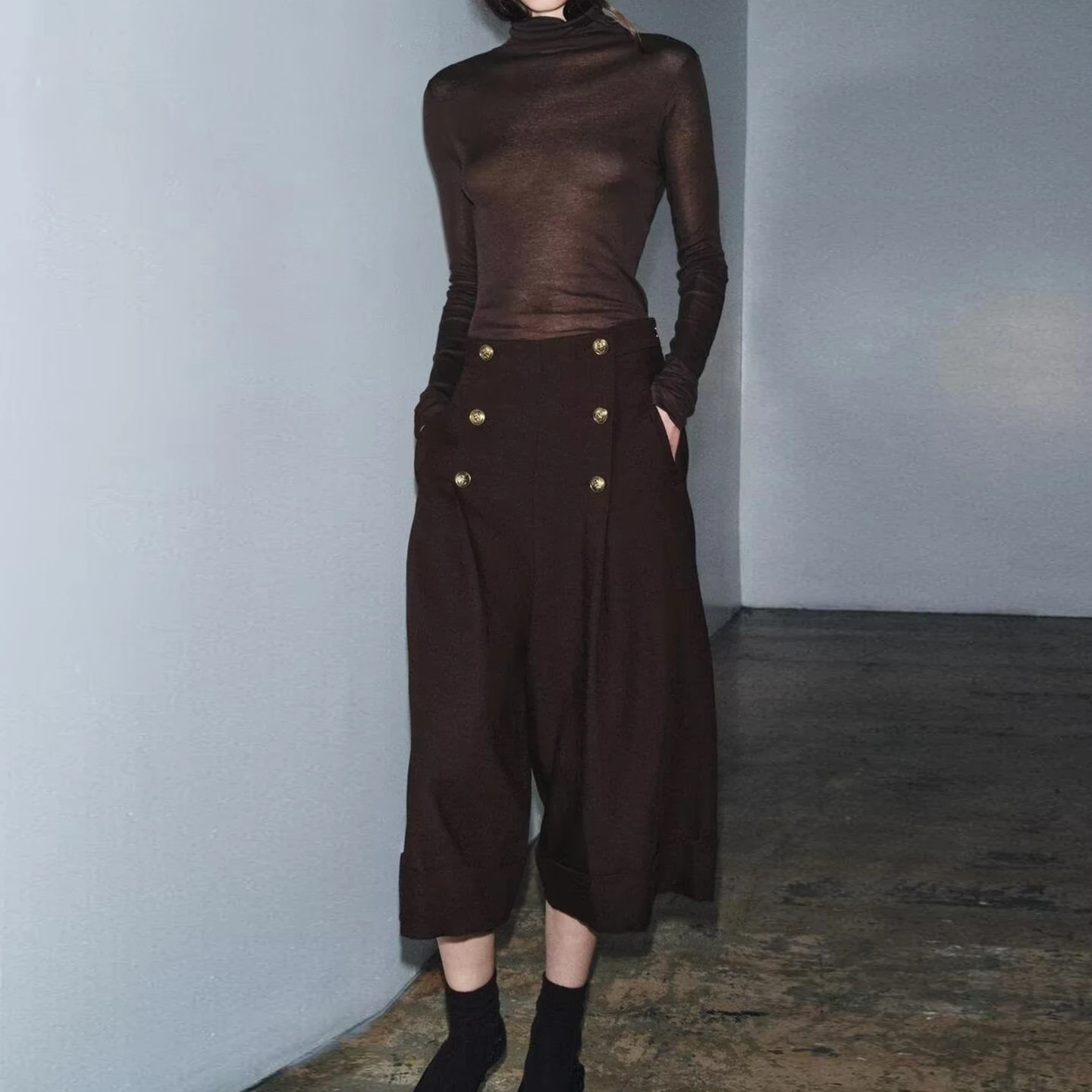 2025 invierno nueva mujer Faion Personali largo Sve cuello alto camiseta Color camiseta Z marca ropa de punto para mujeres