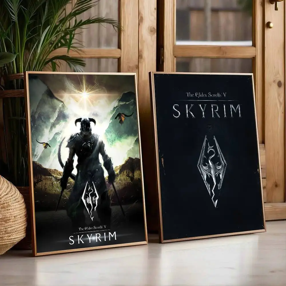 T-The Elder Scrolls V Skyrim ملصق HD الفن لزجة جدار مقاوم للماء غرفة المعيشة المنزلي غرفة نوم بار الديكور الجمالي #4