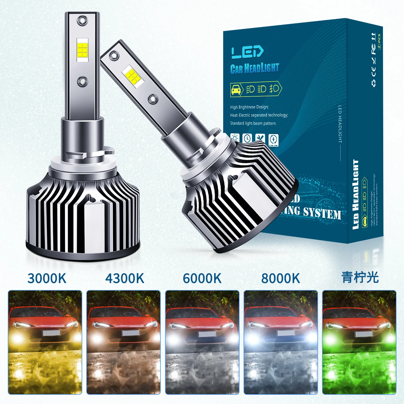 

100W High Bright 880 881 Car LED Headlight Fog Bulbs White Lime Yellow Golden Eye H27 H3 9145 H10 H7 LED H4 LED Auto Accessories