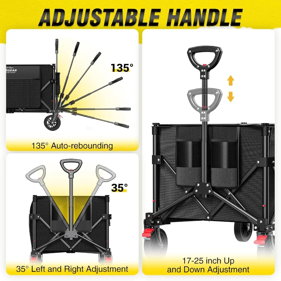عربة عربة قابلة للطي وقابلة للطي 150 لتر 360 رطلًا عربة شاطئ ذات سعة كبيرة مع 360 عجلات لجميع التضاريس أصغر F