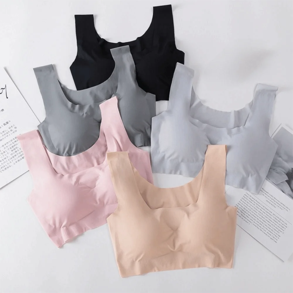 Breathable Wireless Seamless Bra Soft Comfort Push-up Sports Bra Ice Silk Female Underwear Tank Top Bra Workout Fitness