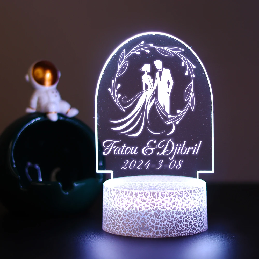 

Wedding Custom name 3D Led Indoor Lighting Gifts Usb Powered & Battery Operated Optical Illusion Table Lamp With Remote Control