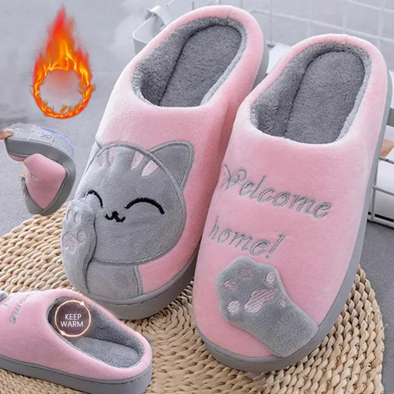

Теплые хлопковые тапочки с милым дизайном Lucky Cat, мягкая плюшевая домашняя уличная зимняя обувь для женщин, мужчин и детей, рождественский подарок