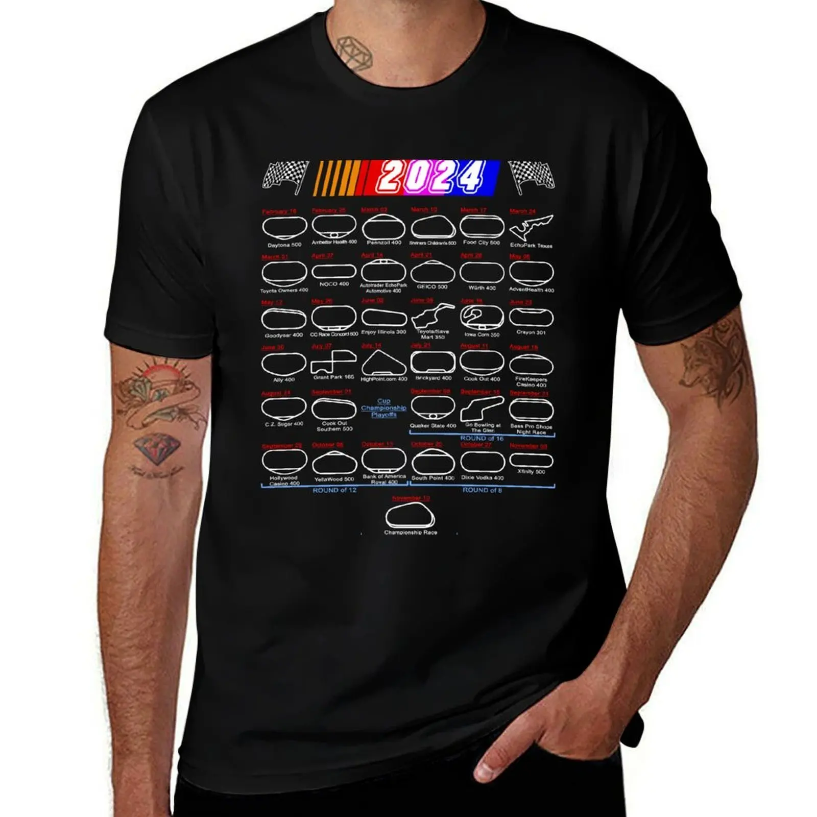 

Schedule Nascar Cup Series 2024 T-Shirt Novelty Print Casual Tee Shirt