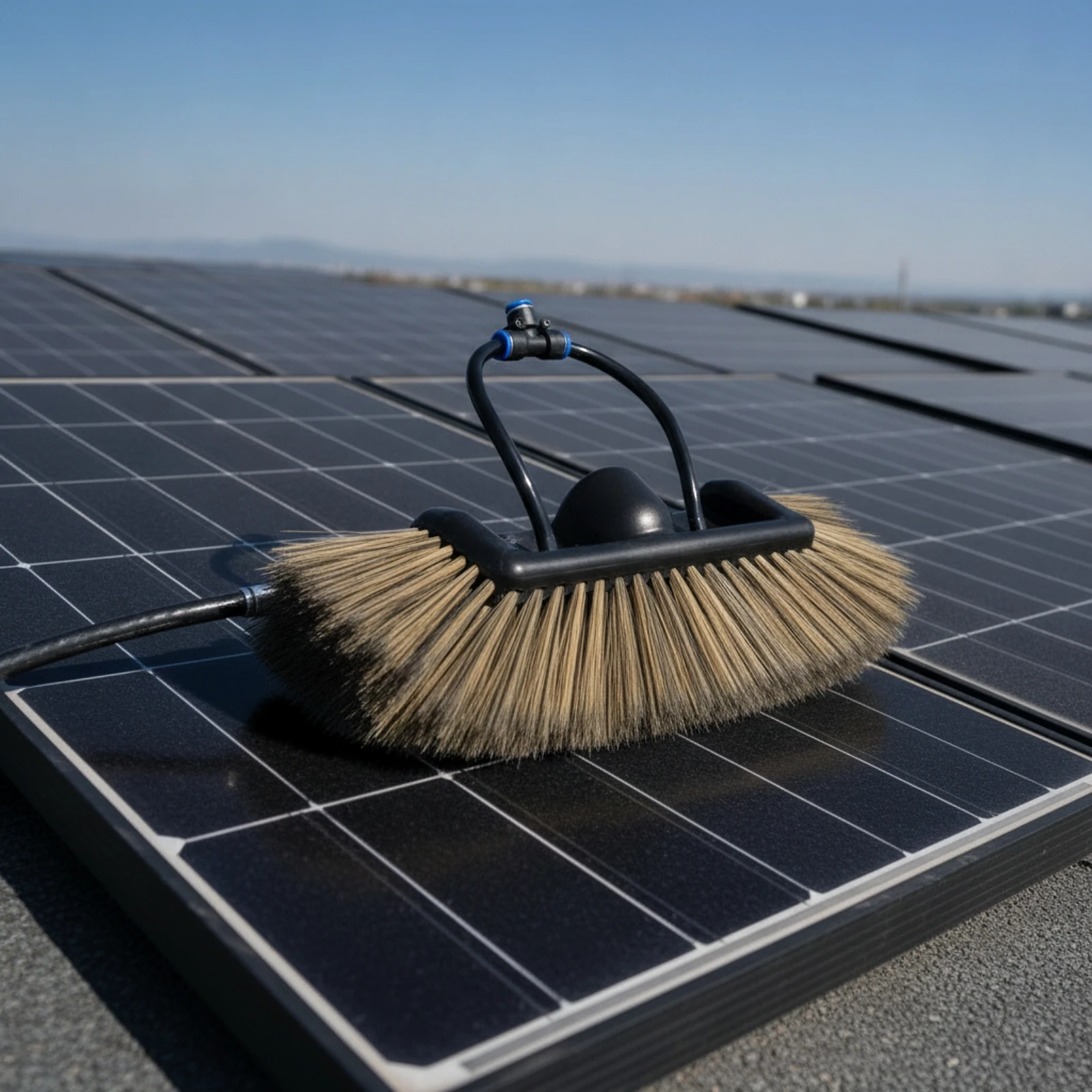 Telescopic Pole with Brush Ergonomic Cleaning Kit with Hose Solar Panel Cleaning Brush Kit Non-Slip Safe for Cleaners, Roofs