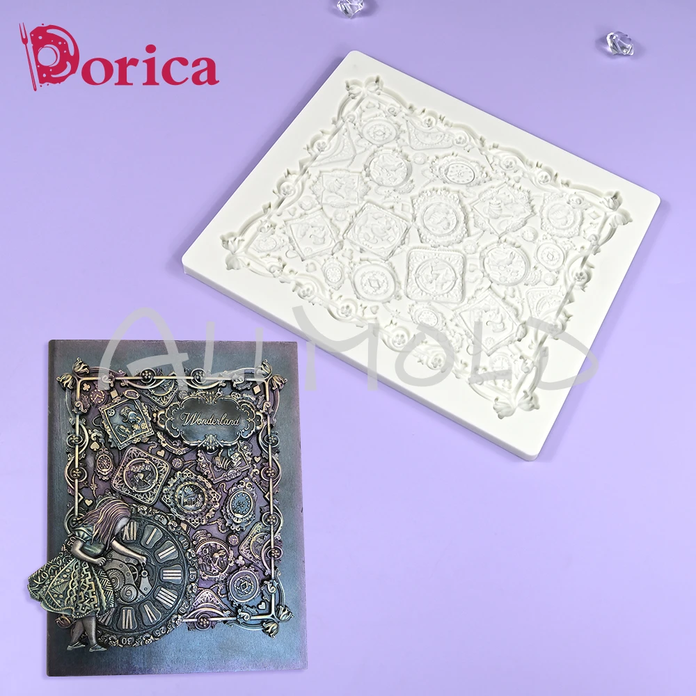 Wonderland Clock Doodles Silicone Fondant Mold Chocolate Cake Mold DIY Resin Clay Making Mould Home Decor Tools Kitchen Bakewar