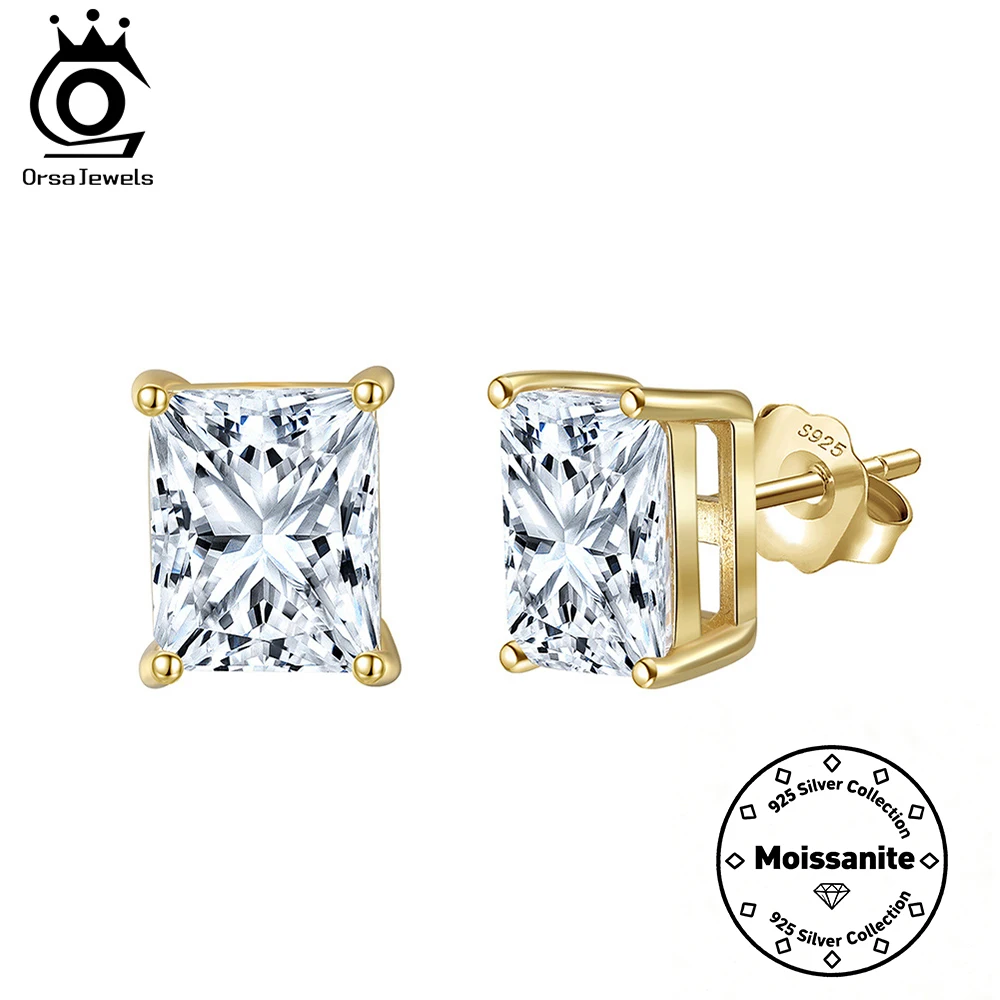 

ORSA JEWELS Real D Color Moissanite Geometric Stud Earrings 925 Sterling Silver Sparkling Diamond Earring Fine Jewelry SMOE06