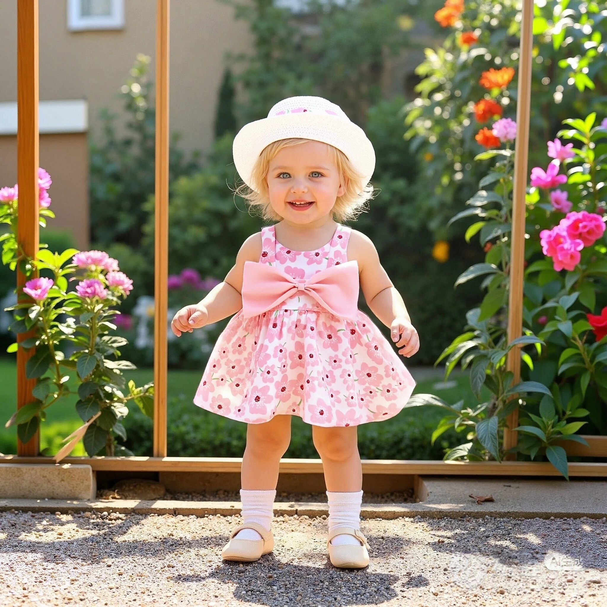

Girls Dresses Summer Bow And Floral Pattern Halter Beach Baby Dress Cute Casual Baby Girls Princess With Hat