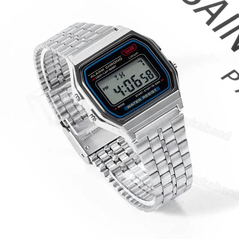 سوار ساعة كلاسيكي من كاسيو ، حزام معدني عتيق ، كتلة فضية ، سوار ذهبي ، A158 ، A168 ، SGW400 ، F91W ، F84 ، F105 ، F108 ، AE1200 ، AE1300