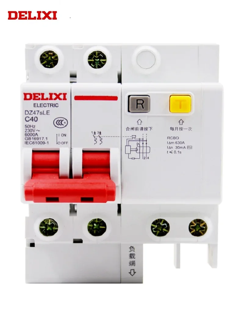 DELIXI  Leakage protection circuit breaker   MCB  RCBO  DZ47SLE  6KA  2P  230AC  type C  6A 10A 16A 20A 25A 32A 40A 50A 63A