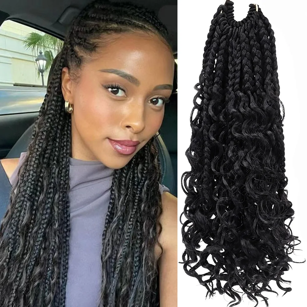 

Косички Goddess Box, вязанные крючком волосы для чернокожих женщин, 6 упаковок, богемная коса крючком, вьющиеся концы, синтетические плетения волос