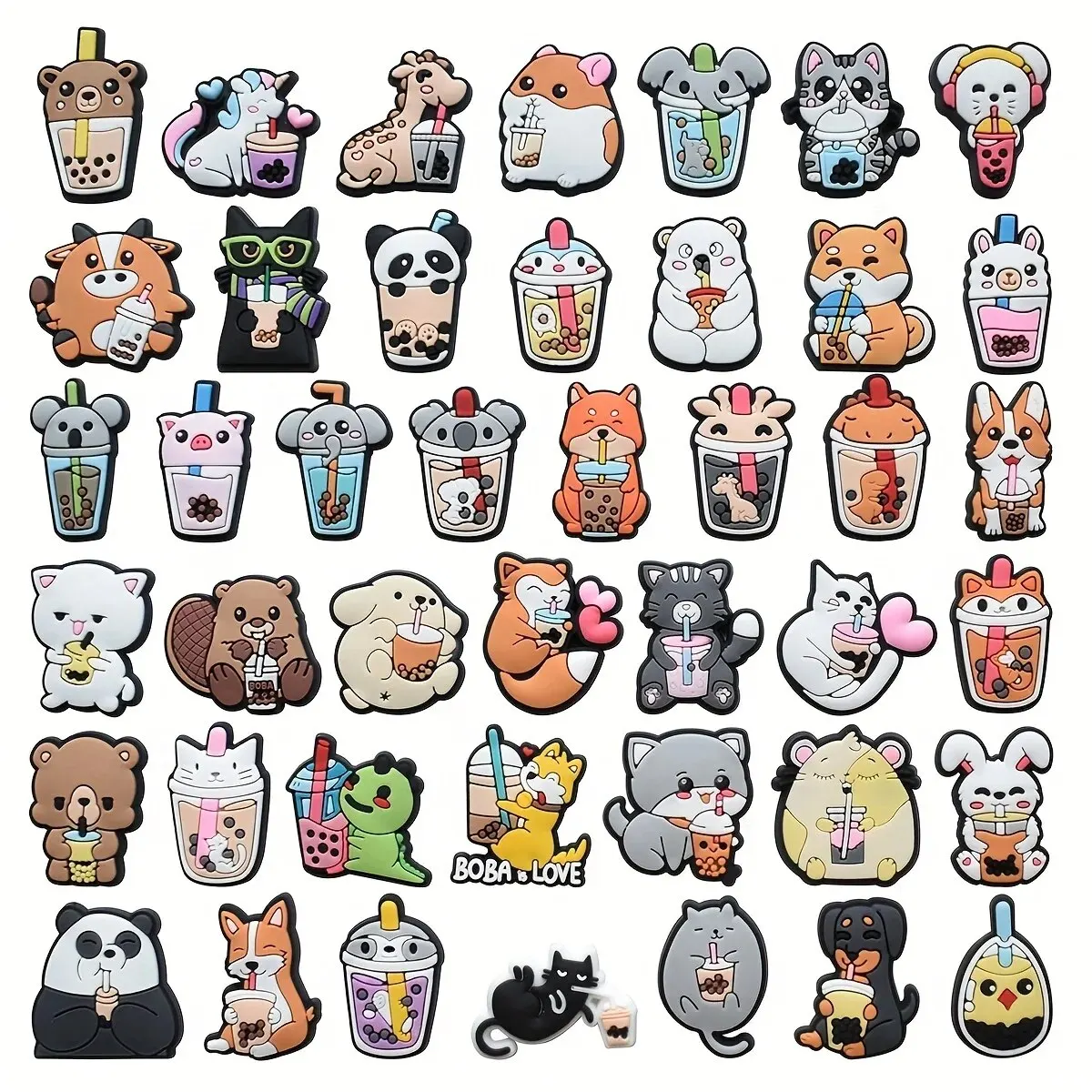 20 Or 43pcs Animal Cup Shoe Charms for Clogs Bubble Slides Sandals, PVC Shoe Decorations Accessories for Christmas Birth