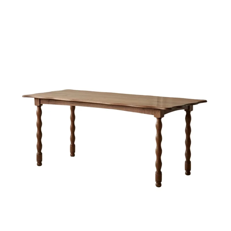 LMM French medieval rectangular solid wood home dining table and chair combination
