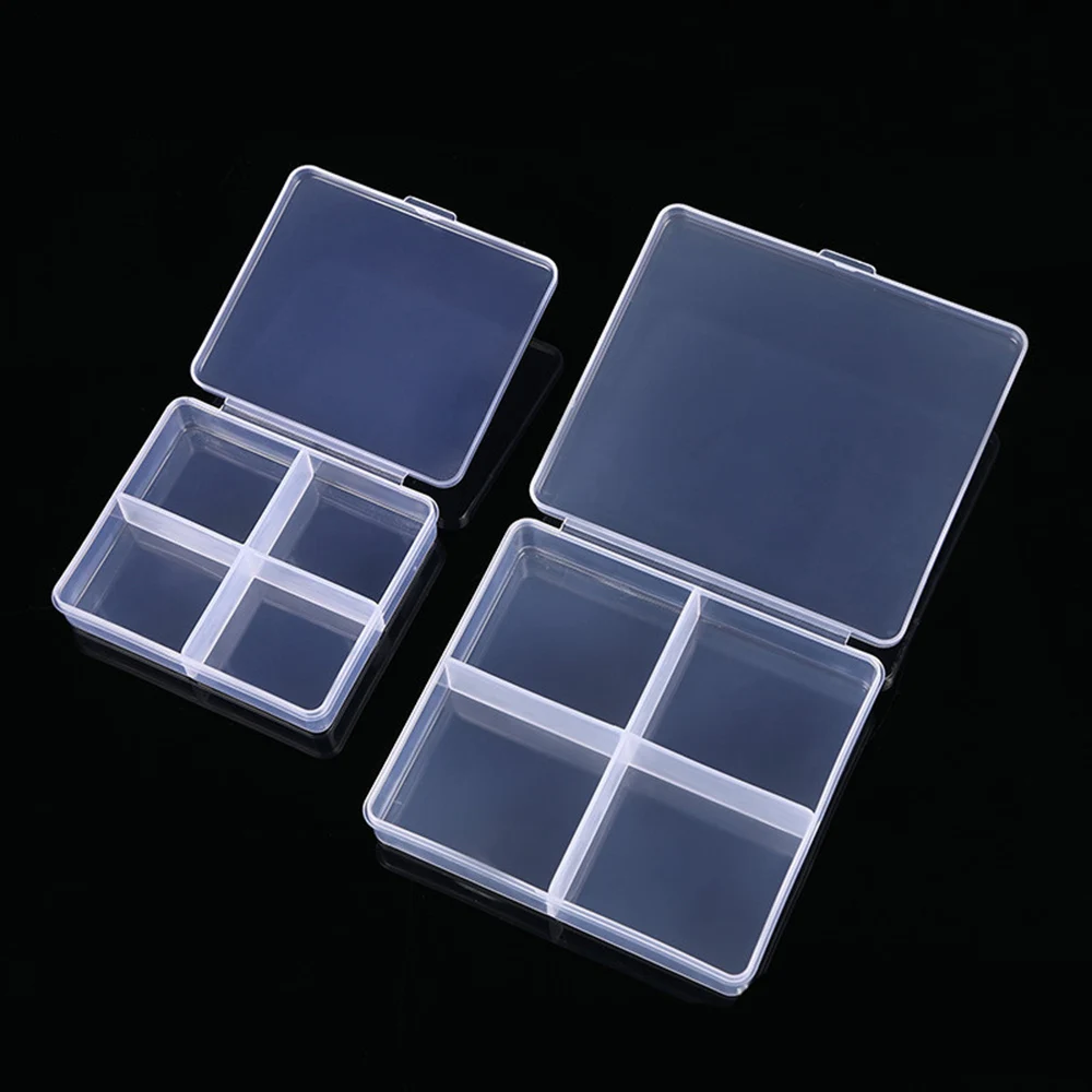 Transparent Plastic Storage Box 4 Grids Translucent Box Packing Box Storage Box Dustproof Strong Jewelry Case Container