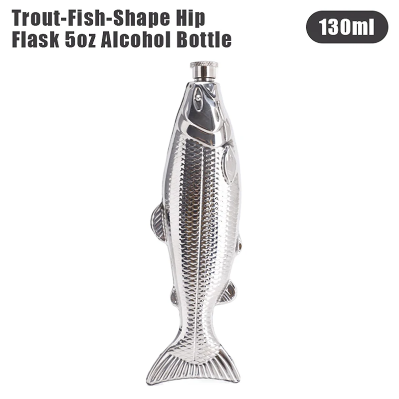 

1 шт., набедренная колба в форме форели, 5 унций, бутылка для алкоголя с воронкой, мини-карманная посуда из нержавеющей стали для вечеринок, посуда для улицы