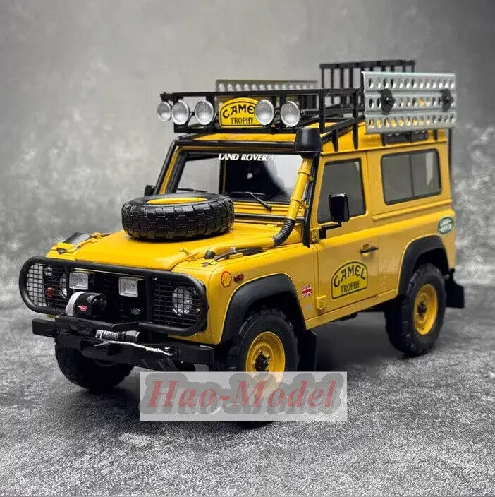 Almost real 1/18 For Land Rover Defender 90 Alloy Diecast Car Model Simulation Toy Birthday Gift Hobby Display Collection Yellow