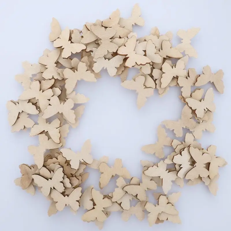 

100pcs Wood Slice Blank Wooden Pieces Natural Unfinished For Diy Home Decor Craft Projects Christmas Ornament Decoration