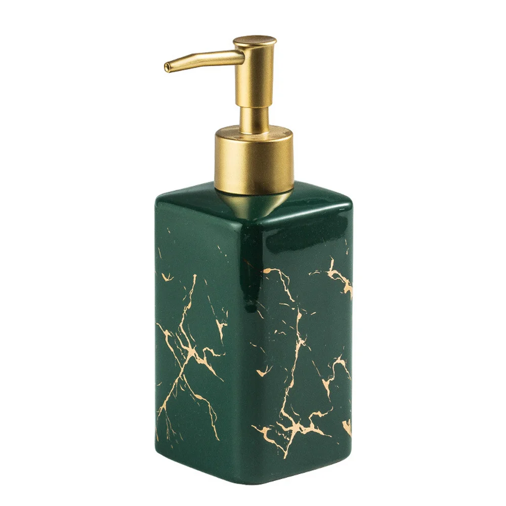 

Soap Dispenser, Ceramic Hand Bottle Refillable Marbling Soap & Lotion Dispenser for Bathroom Kitchen(Green)