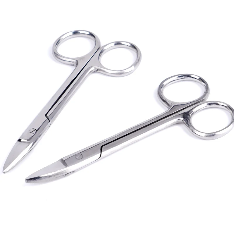 1pc Dental Surgical Scissors Stainless Steel Metal Crown Scissors Curved/Straight Head Dental Lab Instrument