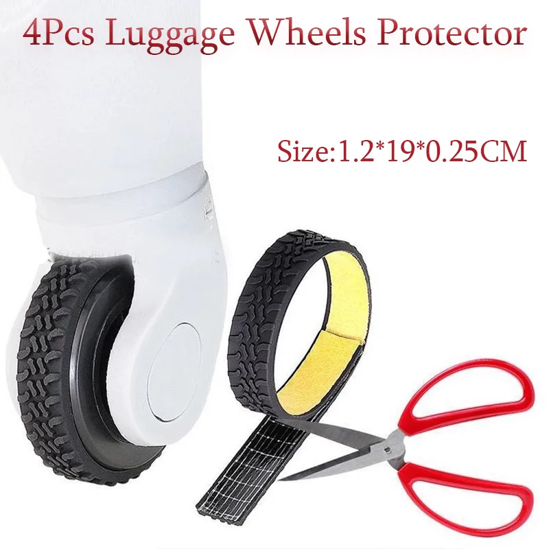 4PCS DIY Thicker Luggage Wheels Protector Silicone Travel Rolling Suitcase Reduce Noise Wheel Cover Castor Trolley Accessories