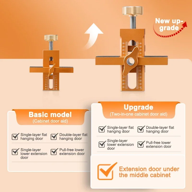 Adjustable Cabinet Door Mounting Jig Quick Positioning Hole Opening Tool Aluminum Alloy for Woodworking Installing Cabinets Tool