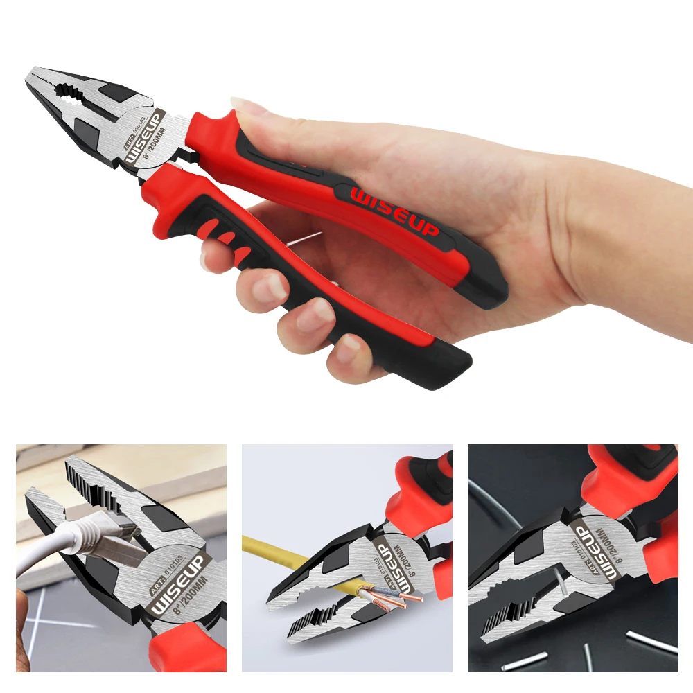 WISEUP 3Pcs Industrial Grade Steel Wire Pliers Needle Nose Pliers Diagonal Cutting Pliers Multifunctional Hand Repair Tools