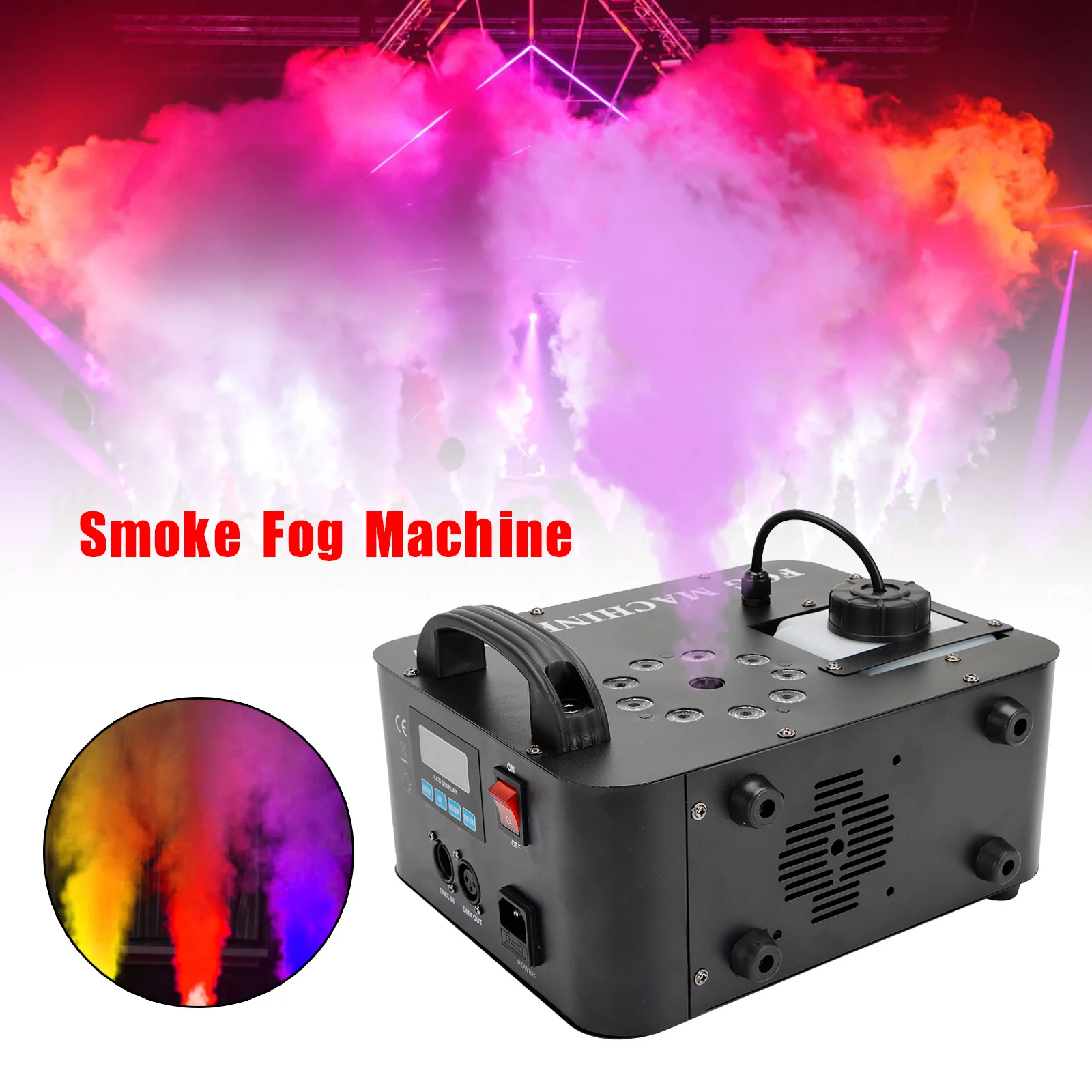 

900W RGB LED Light Smoke Fog Machine Stage Fogger DJ Spray Smoke Effect