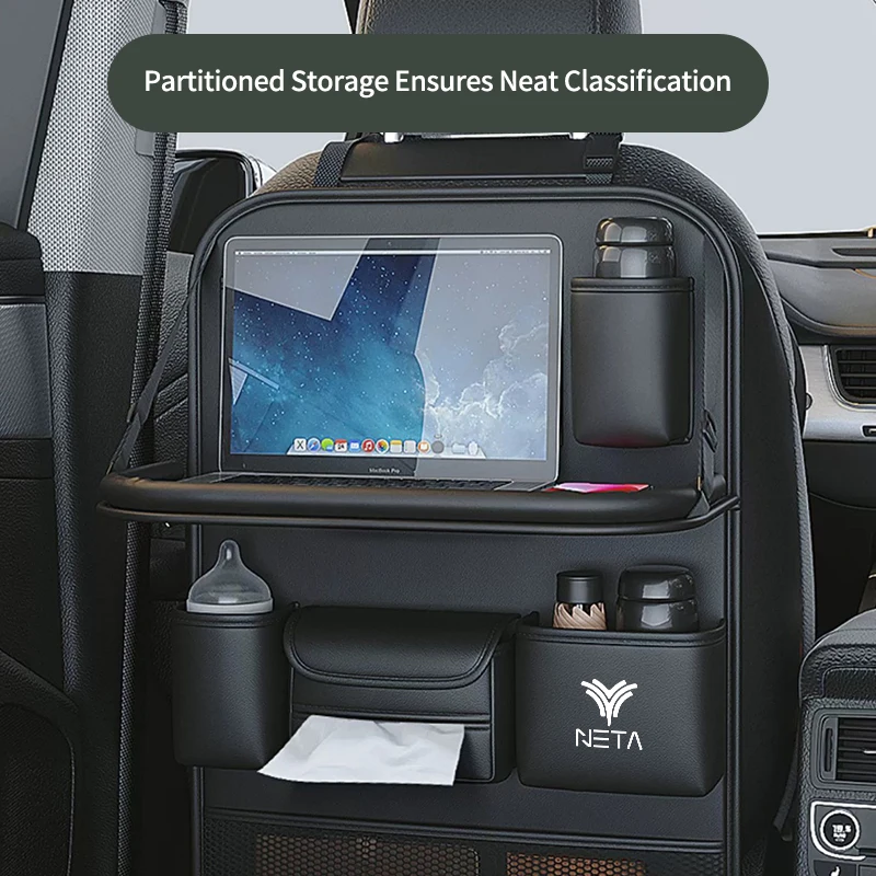 

PU Leather Multi Seat Back Organizer Fold Tray Kick Mat Sticker For NETA Luxgen Ora Exeed Iveco VGV