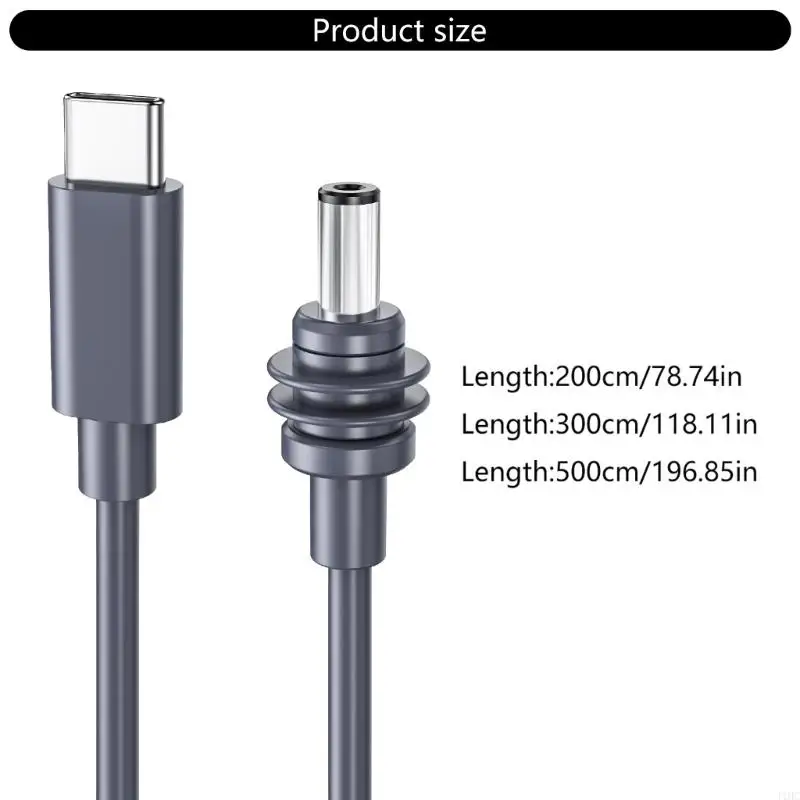 J1HC 2/3/5m Panjang Berganda USB Tipe C ke DC5521 Kabel Adapter Daya Untuk Kabel Adaptor Daya Portabel Tahan Air Satelit