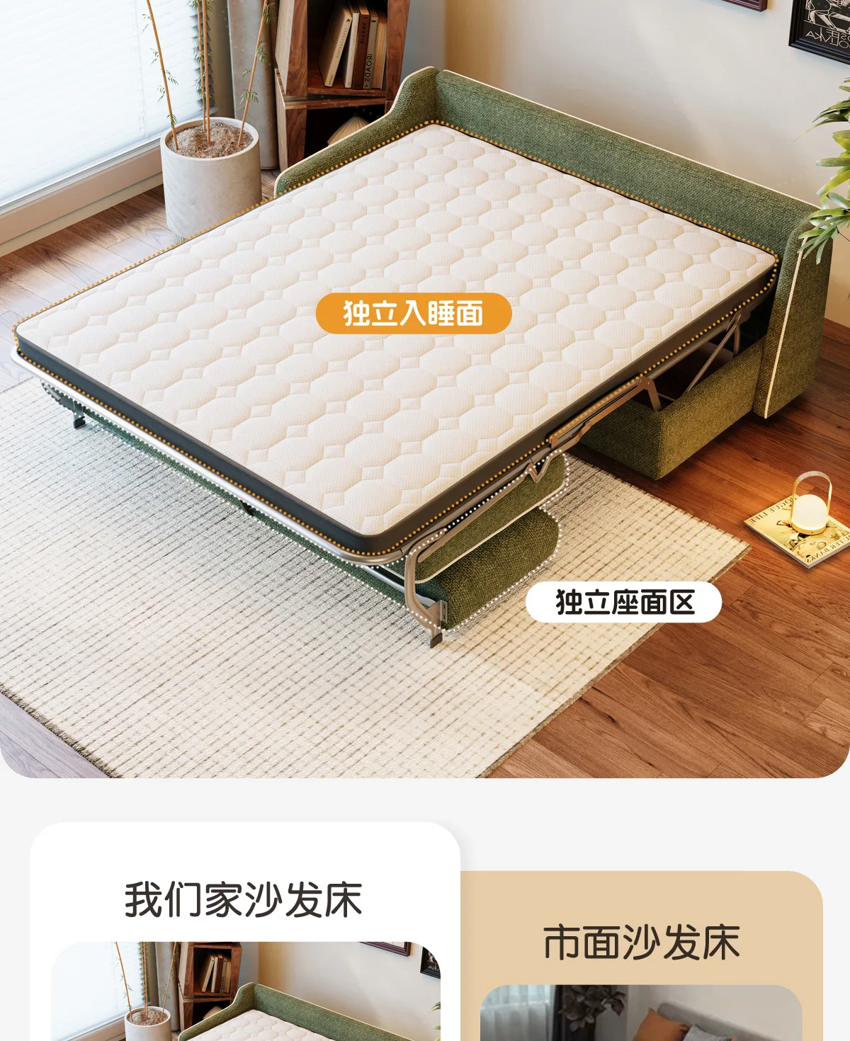 LH Flip Foldable Sofa Bed Dual-Use Integrated Living Room Bedroom Multifunctional Sofa Bed