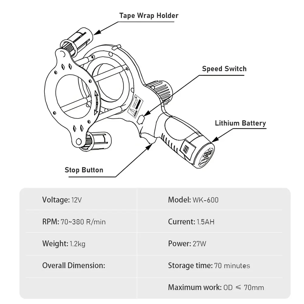 Handheld Electric Wrapping Tape Machine for Air Conditioning Tube Portable Wrapping Machine Automatic Bundling Machine